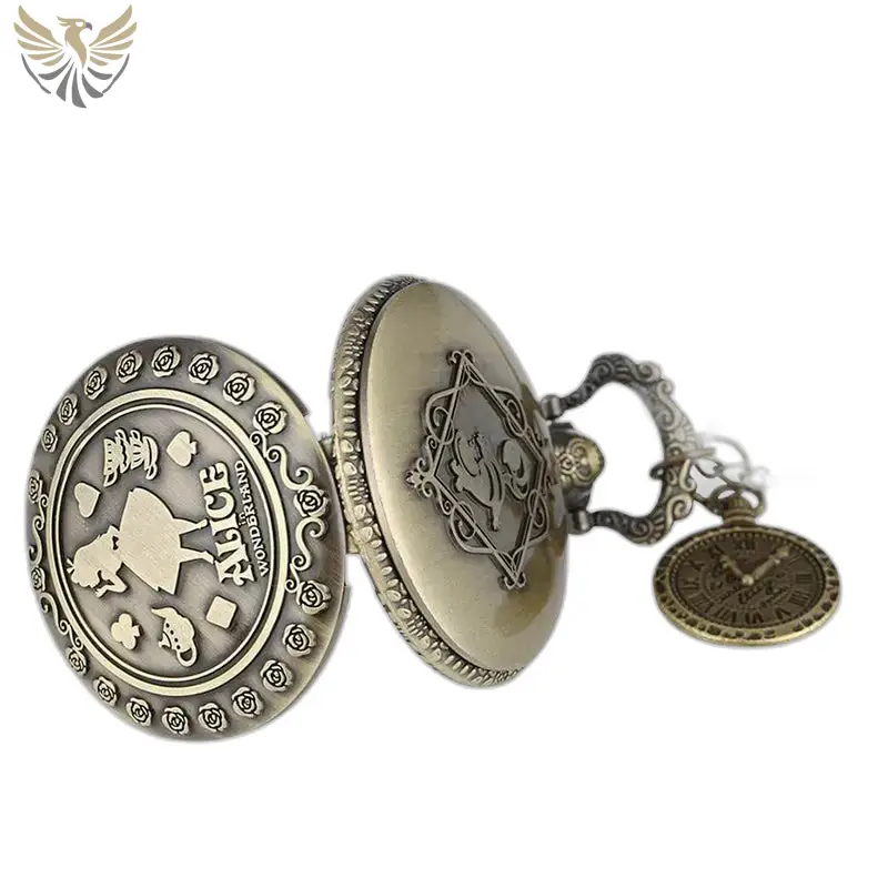 Montre Collier Alice Vintage pour Femme Homme avec montre collier inspirée d’Alice au pays des merveilles