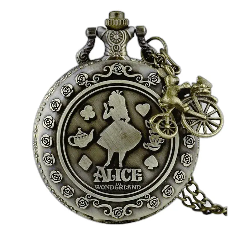 Montre Collier Alice Vintage pour Femme Homme avec montre collier inspirée d’Alice au pays des merveilles