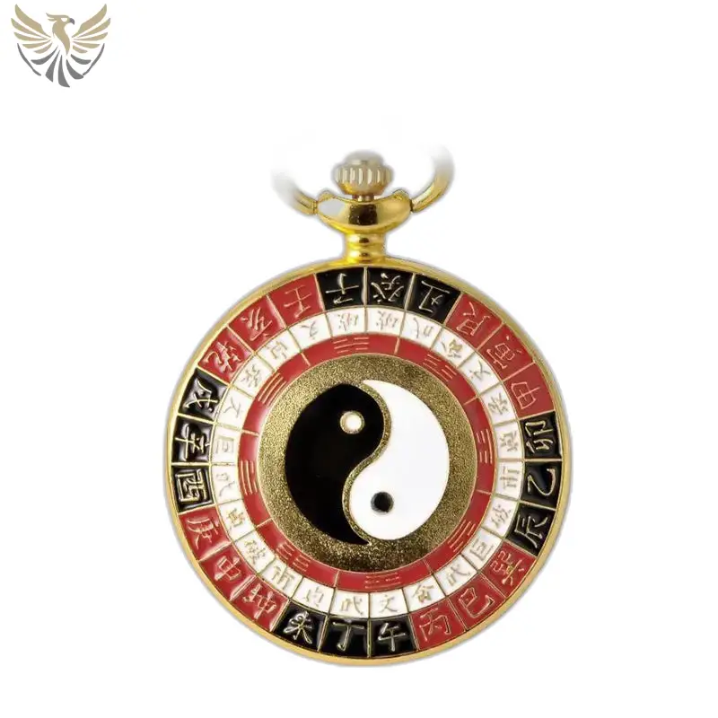 Montre Collier Charme D’Asie Vintage Or avec montre collier yin et yang élégant