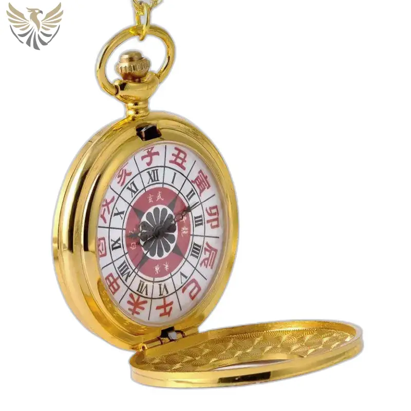 Montre collier charme D’asie vintage or avec cadran zodiacal chinois élégant