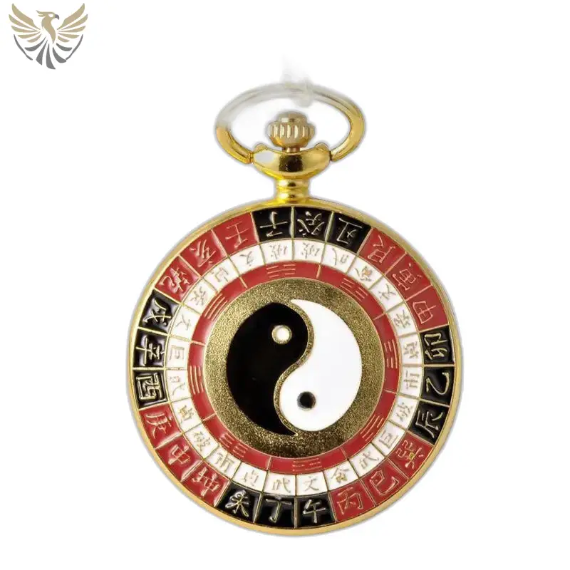 Montre collier Charme D’Asie Vintage Or avec montre yin et yang élégante