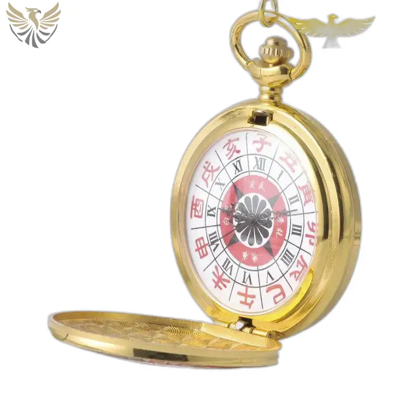 Montre Collier Charme D’Asie Vintage Or, montre collier avec chiffres romains et caractères chinois