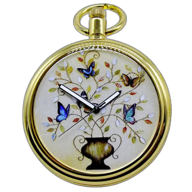 Montre de Poche Enchanting Butterfly Vintage Or avec design papillon élégant