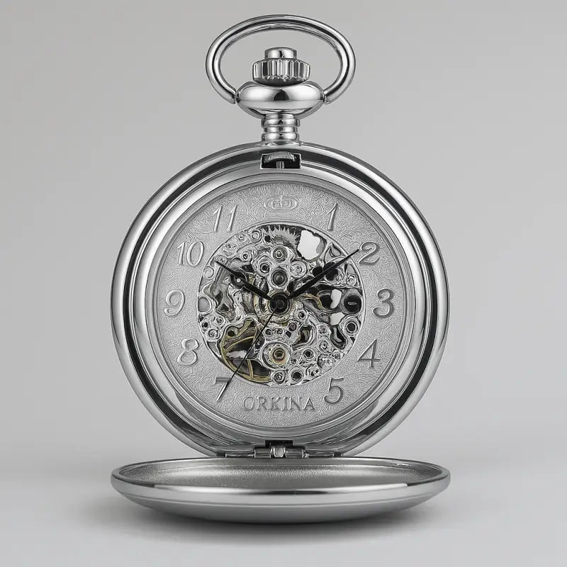 Montre de Poche Luxe avec Remontage Manuel et Mouvement Mécanique en Argent