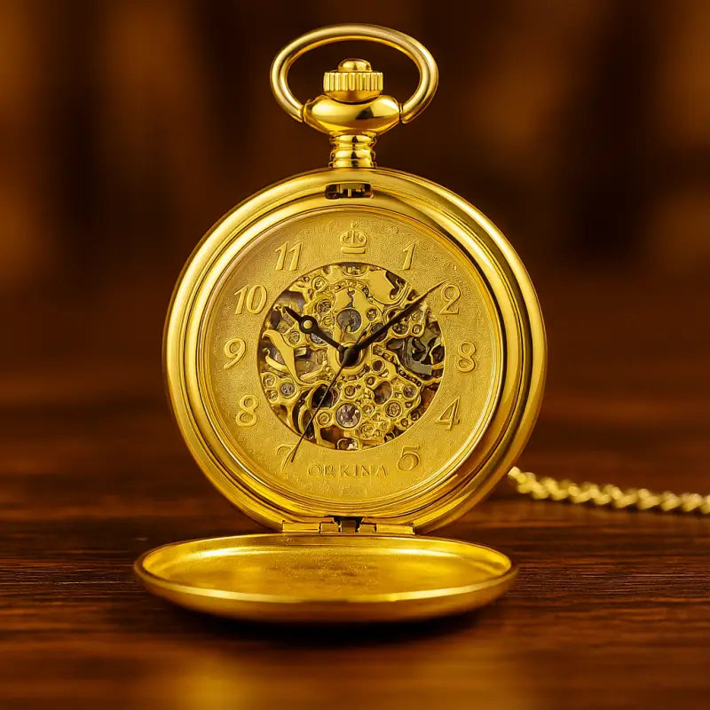 Montre de Poche Luxe en or avec mouvement mécanique et remontage manuel