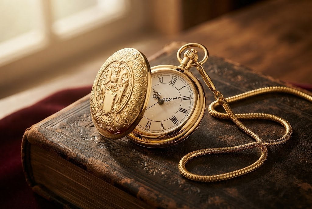 Montre à Gousset Automatique Double Chasseur - Doré gravé d'armoiries