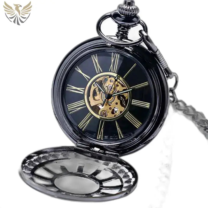 Montre Gousset Steampunk Vintage Futuriste avec un élégant cadran noir